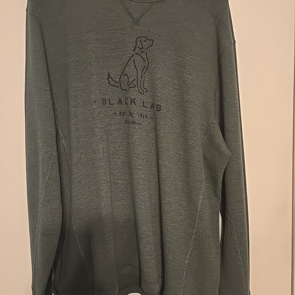 Eddie Bauer Forest Green Knit Sweater Waffle Knit